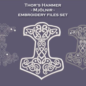 Thor&#39;s Hammer -Mjölnir- embroidery files set
