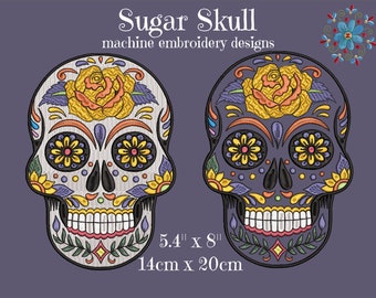 Sugar Skull machine embroidery files 5.4" x 8"
