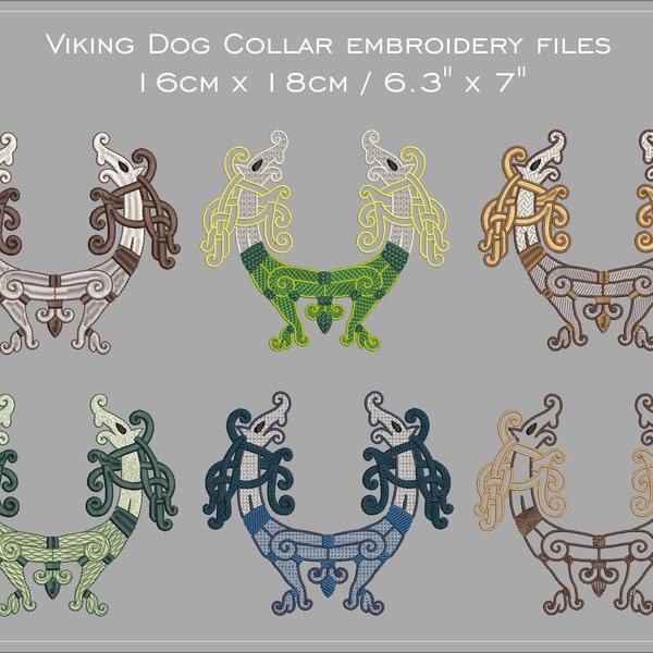 Viking dog collar embroidery files set 6" x 7"