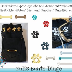 paw eyelets and bone buttonholes embroidery files set