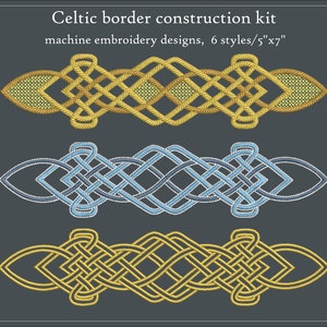 Celtic knot border construction kit embroidery files set 2.8"x5.5" / 7×14cm