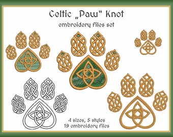 Celtic knot "Paw" embroidery files set 5x5cm/2" x 2"  - 13x13cm/5" x 5"