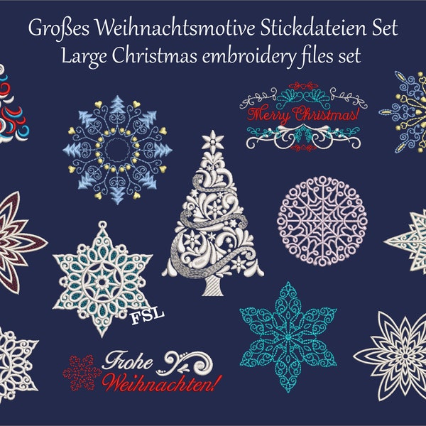 Großes Weihnachts-Stickdateien Set inkl. 12 FSL Dateien