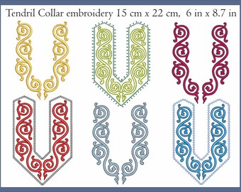 Celtic Tendril collar machine embroidery design set 6 in x 8.7 in