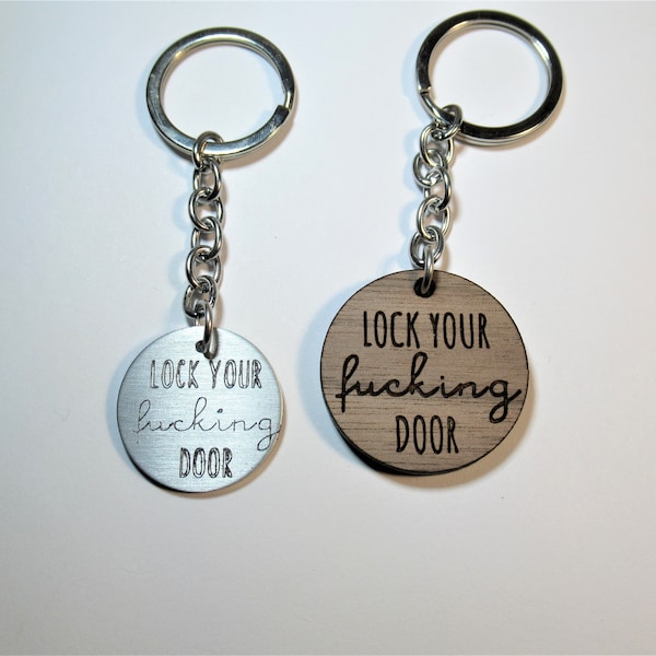 My Favorite Murder Keychain - Lock Your Fucking Door - Engraved