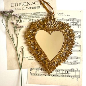 Sacred Heart Mirror | Gilded Metal Ex Voto Wall Hanging