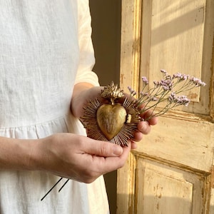 Sacred Heart Ex-Voto, Catholic Milagros, Metal Prayer Box
