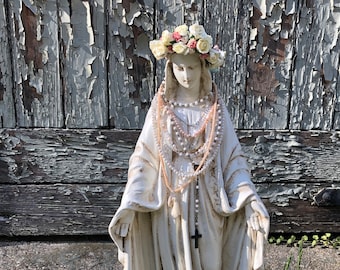 Virgin Mary Statue , French  Decor ,Religious Statue , Madonna Statue , Religious decor ,Home decor, Shabby chic, Gift , New home gift,