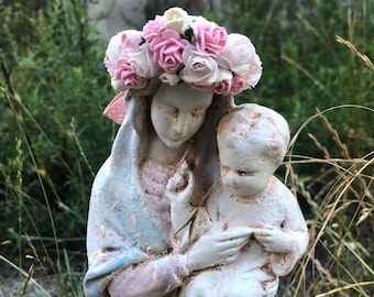 Estatua de la Virgen María con el Niño Jesús – Figura de la Virgen, Decoración católica para el hogar