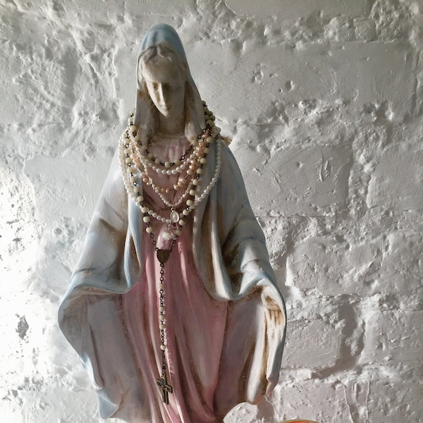 Virgin Mary Statue / French  Decor / Religious Statue / Madonna Statue / Catholic Statue / Religious Decor / figure handmade / Homedecor