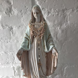 Jungfrau Maria Statue / Französisches Dekor / Religiöse Statue / Madonna Statue / Katholische Statue / Religiöses Dekor / Figur handgemacht / große Statue