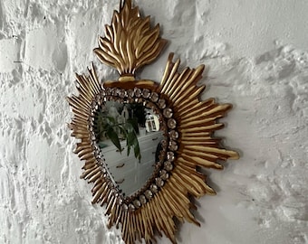 聖なる心の鏡 | 金メッキメタル製 Ex Voto 壁飾り