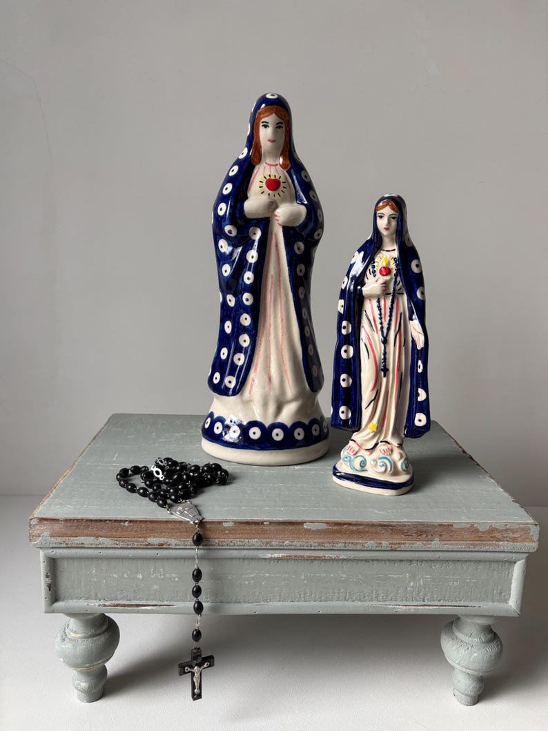 Ceramic Virgin Mary Statue – Hand-Painted Catholic Home Decor image 3
