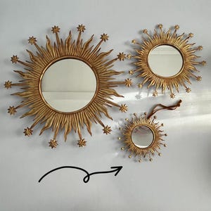 Vintage Gold Sunburst Mirror, Boho Chic Wall Decor (5.7 in)
