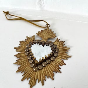 Sacred Heart Spiegel - Vintage Gold Milagro Style Wandbehang
