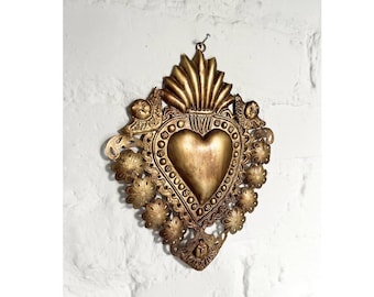 Gold Sacred Heart Ex Voto Wall Art – Cherub Milagro Decor
