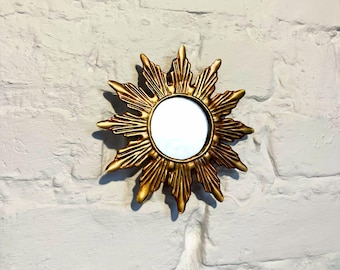 Small Gold Sunburst Mirror – Vintage Boho Wall Decor