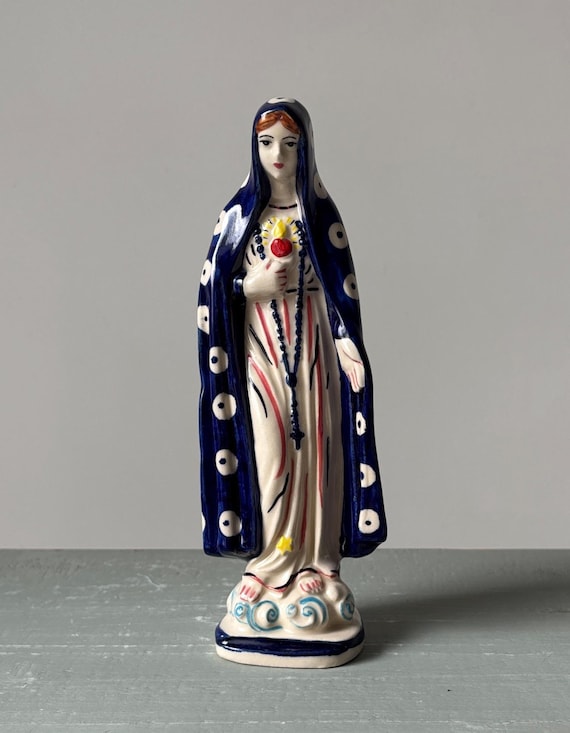Ceramic Virgin Mary Statue – Hand-Painted Catholic Home Decor