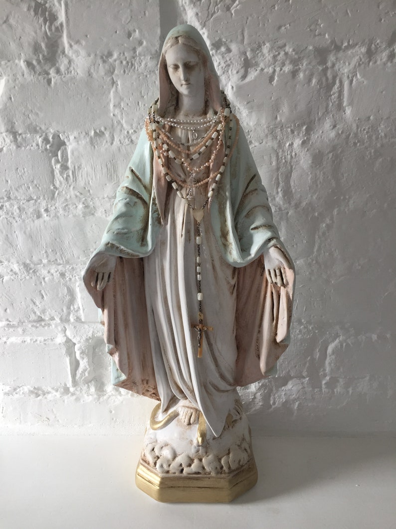Virgin Mary Statue / French  Decor / Religous Statue / Madonna image 3