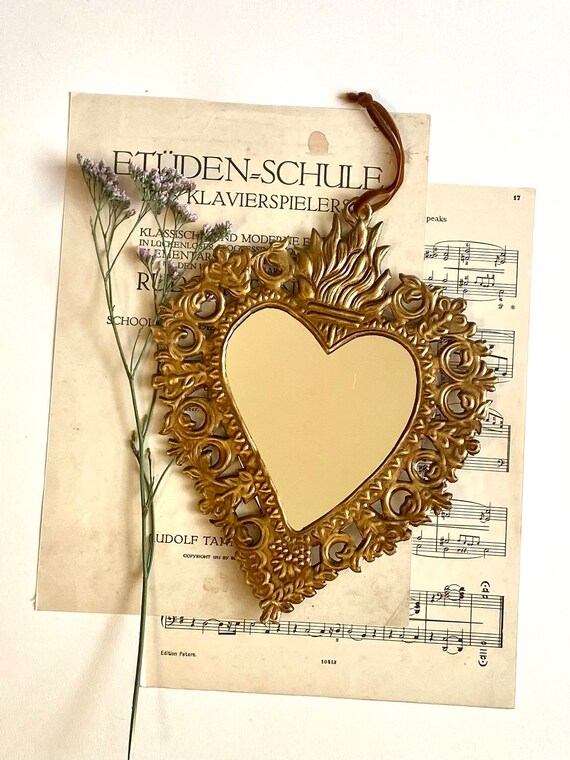 EX VOTO specchio cuore raggiera oro - Decorazioni da parete, Ex-voto e Cuori Sacri | Sartoria Luminarie