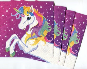 4x Paper Napkin for decopage craft Jennifer Redstreake Pretty Unicorn