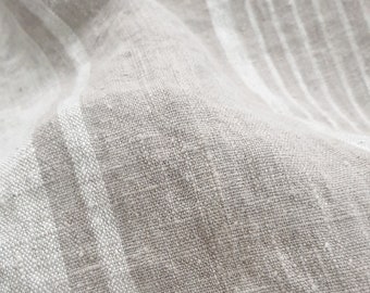 Heavy Weight Linen Fabric by the Yard 265g/m2 - Upholstery Striped French Style Softened 100% Flax Material -  Linen for Tablecloth