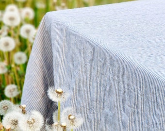 Linen Tablecloth for Wedding - Striped Rectangle Square Round - Washed 100% Linen Fabric