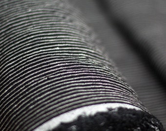 Striped Linen Fabric - Black White Stonewashed 100% Linen Flax Material - Fabric by the Meter - Fabric by the Yard