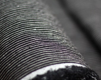 Striped Linen Fabric - Black White Stonewashed 100% Linen Flax Material - Fabric by the Meter - Fabric by the Yard