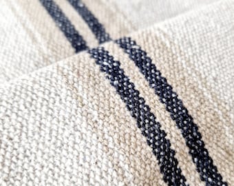 Heavy Weight Grain Sack Cotton Fabric by the Yard 550g/m2 - Thick Upholstery Striped  Grainsack French Softened 100% Cotton Material