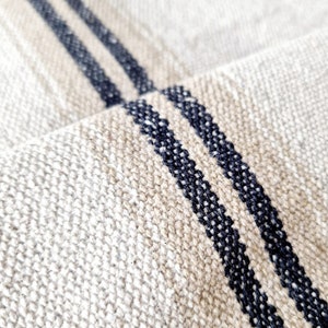 Heavy Weight Grain Sack Cotton Fabric by the Yard 550g/m2 - Thick Upholstery Striped  Grainsack French Softened 100% Cotton Material