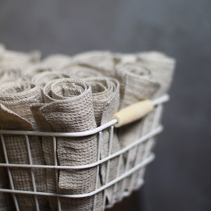 Toalhas de papel reutilizáveis - Conjunto de pano de prato waffle de linho - Toalha de cozinha - Tecido 100% linho natural não tingido e amaciado