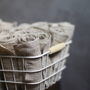 Reusable Paper Towels - Linen Waffle Dish Cloth Set - Kitchen Towel - Natural Undyed Softened 100% Linen Fabric