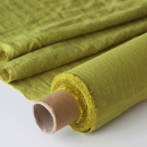 Tissu en lin vert poire - 100 % lin lin délavé à la pierre
