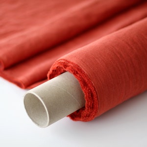 Terracotta Red Linen Fabric - Stonewashed 100% Linen Flax Material - Fabric by the Meter - Linen by the Yard