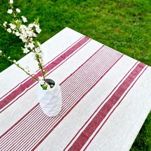 Gestreifte Tischdecke für den Sommer - Französischer Stil Schwere gewaschene Leinentischdecke
