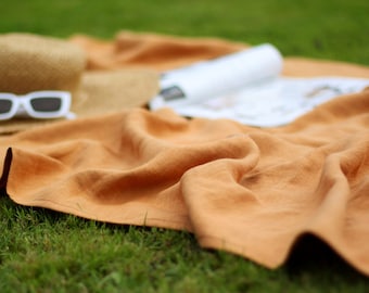 Linen Picnic Beach Blanket - Summer Throw -  Bedspread Cover