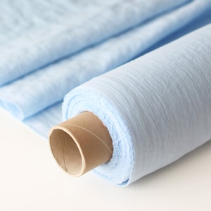 Light Blue Linen Fabric - Baby Blue Stonewashed 100% Linen Flax Material  - Fabric by the Meter - Linen by the Yard