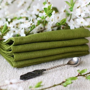 Linen Napkins Green - Softened