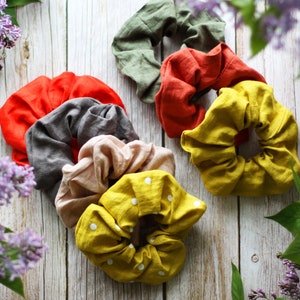 Große Leinen Scrunchies Krawatte. Haarschmuck für Mädchen-Frauen