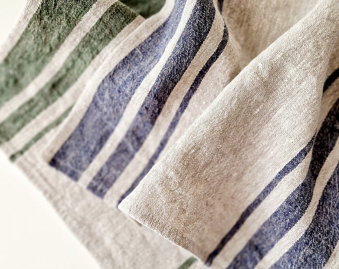 100% French Linen Tea Towel - Set 2-Sunflower Stripe main image 0