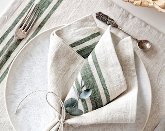 Linen Napkins - French Style Softened Heavy Weight Flax Cloth Napkins