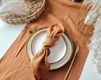 Cinnamon Linen Napkins for Wedding. Rustic Table Linens.