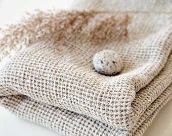 Toalla de lino - Toalla de baño con textura de gofre para sauna, 650 g/m² - Toalla de manos de lino - Toalla de lino 100 % suavizada