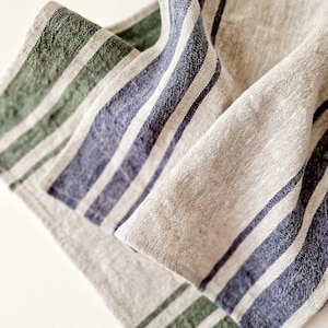 Strofinaccio in lino - Strofinaccio da cucina a righe in stile francese, pesante - Strofinaccio da pranzo a righe naturali - Asciugamano rustico resistente