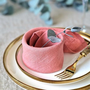 Purple Linen Napkins for Wedding Salmon Pink