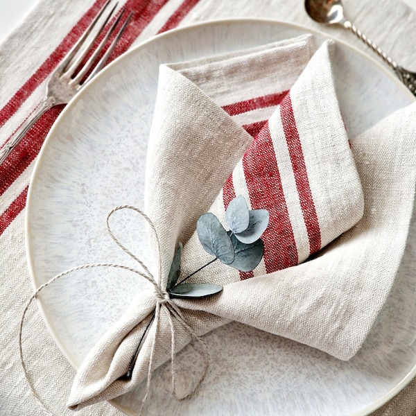 Linen Napkins - French Style Softened Heavy Weight Flax Cloth Napkins