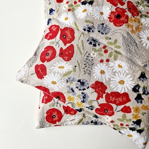 Floral Leinen Kissenbezug mit verstecktem Reißverschluss - Sommer Frühling Kissenbezug
