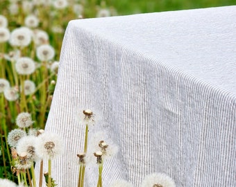 Linen Tablecloth Striped - Rectangle Square Round - Washed 100% Linen Fabric