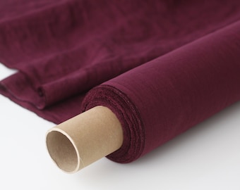 Plum Linen Fabric - Stonewashed 100% Purple Linen Flax Material by the Meter - Fabric by the Meter - Fabric by the Yard